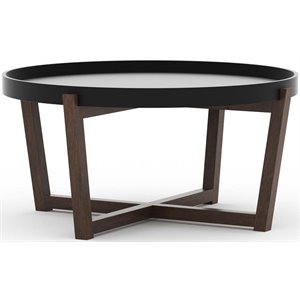 RST Brands Aster Composite Wood Round Coffee Table in Walnut and Black