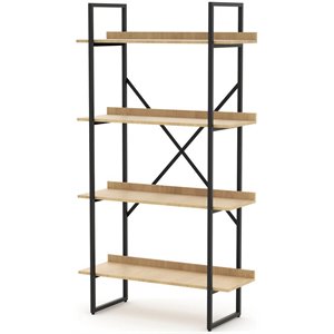 rst brands emery crosshatch 4-tier wood bookcase in natural