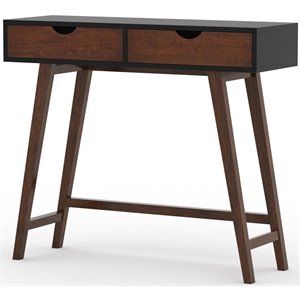 rst brands aster rubber wood 2-drawer desk in mocha and black