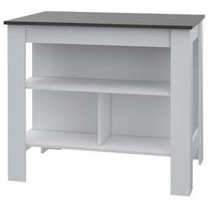 RST Brands Lindon MDF Veneer Kitchen Island in White with Smokey Oak Top