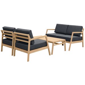 rst brands asta 4-piece eucalyptus wood & polyester outdoor seating set in black