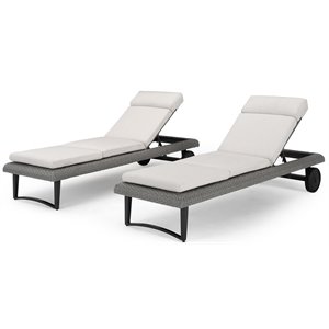 rst brands vistano aluminum and wicker outdoor chaise lounges in gray (set of 2)
