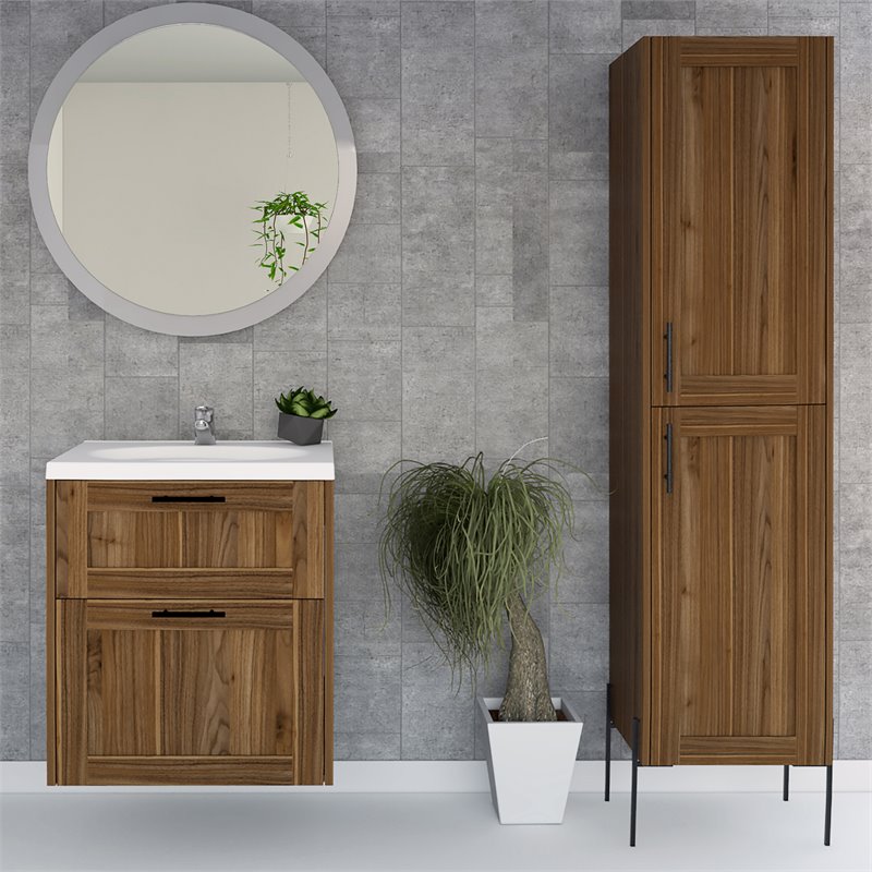 RST Brands Svedin Modern MDF Veneer Bathroom Cabinet in Mahogany Finish