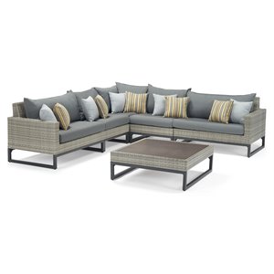 rst brands milo 6-piece wicker and fabric sectional