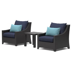 rst brands deco 3-piece wicker and fabric club chairs & side table set in blue