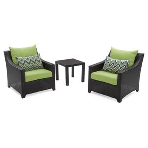 rst brands deco 3-piece wicker/rattan club chairs/side table set in ginkgo green