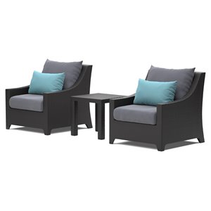 rst brands deco 3-piece wicker and fabric club chairs & side table set in gray
