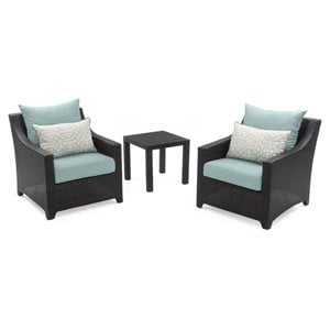 rst brands deco 3-piece aluminum & wicker club chairs/side table set in spa blue