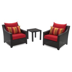 rst brands deco 3-piece wicker/rattan club chairs/side table set in sunset red