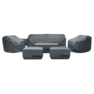 rst brands deco 8-piece polyurethane club seating furniture covers in gray