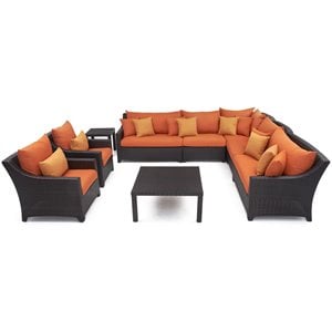 rst brands deco 9-piece wicker outdoor sectional and club set in tikka orange
