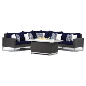 rst brands milo 6-piece aluminum outdoor fire sectional in navy blue