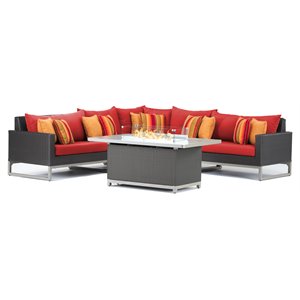 rst brands milo 6-piece aluminum outdoor fire sectional in sunset red