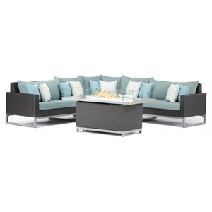 rst brands milo 6-piece aluminum outdoor fire sectional in spa blue