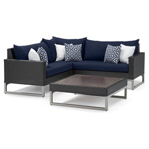rst brands milo 4-piece aluminum outdoor sectional in navy blue