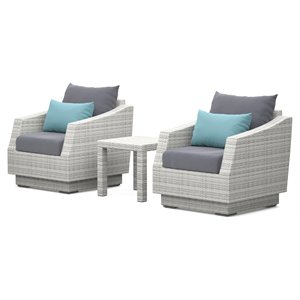 rst brands cannes 3-piece wicker and fabric club chairs & side table set in gray