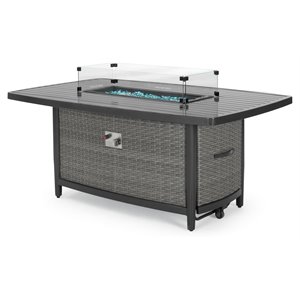 rst brands vistano modern aluminum slate outdoor fire table kit in gray