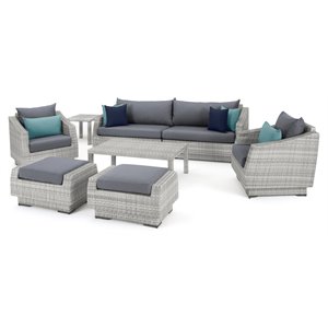 rst brands cannes 8-piece wicker/rattan outdoor sofa and club chair set in gray