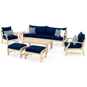 rst brands kooper 8-piece wood outdoor sofa and club chair set in navy blue