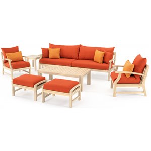rst brands kooper 8-piece wood outdoor sofa and club chair set in tikka orange