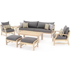 rst brands kooper 8-piece wood outdoor sofa and club chair set in charcoal gray