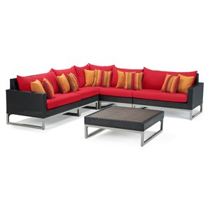 rst brands milo 6-piece aluminum outdoor sectional in sunset red