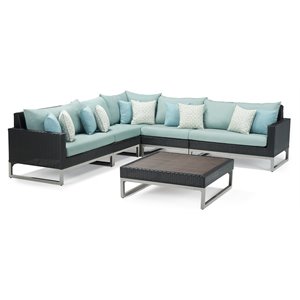 rst brands milo 6-piece aluminum outdoor sectional in spa blue