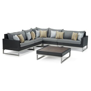 rst brands milo 6-piece aluminum outdoor sectional in charcoal gray