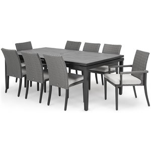 rst brands vistano 9-piece aluminum and wicker outdoor dining set in gray