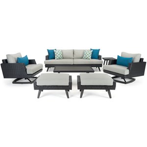 rst brands portofino 7-piece aluminum and wicker motion seating set in dove