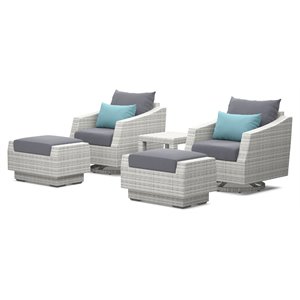 rst brands cannes 5-piece aluminum & wicker motion club and ottoman set in gray