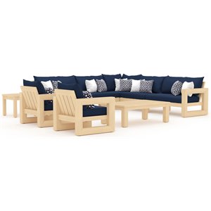 rst brands benson 9-piece wood and fabric outdoor seating set in navy blue