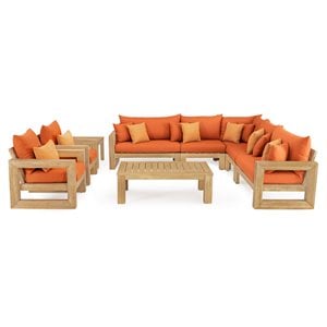 rst brands benson 9-piece wood and fabric outdoor seating set in tikka orange