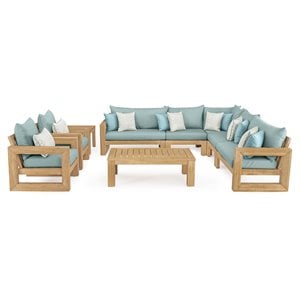 rst brands benson 9-piece wood and fabric outdoor seating set in spa blue