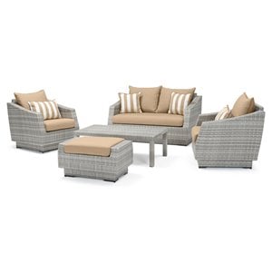 rst brands cannes 5-piece wicker/rattan love and club seating set in maxim beige