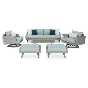 rst brands portofino 7-piece aluminum/wicker outdoor motion seating set in spa