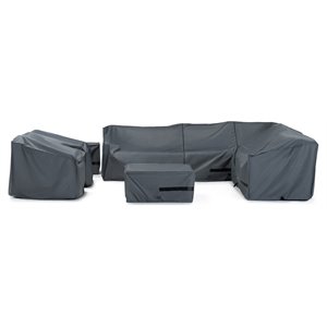 rst brands deco 9-piece polyurethane sectional deluxe furniture covers - gray