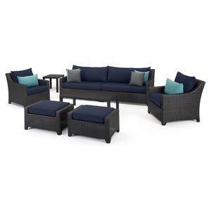 rst brands deco 8-piece wicker/rattan outdoor sofa and club chair set in blue