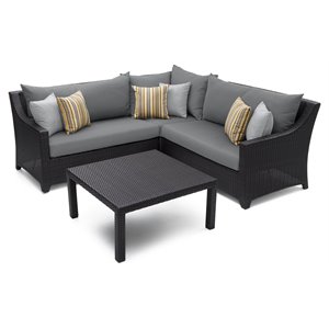 rst brands deco 4-piece aluminum and wicker sectional and table in charcoal gray