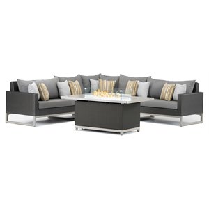 rst brands milo 6-piece aluminum outdoor fire sectional in charcoal gray