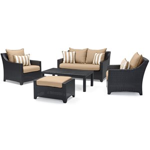 rst brands deco 5-piece wicker/rattan love and club seating set in maxim beige