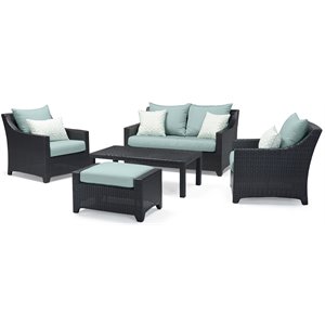 rst brands deco 5-piece aluminum & wicker love and club seating set in spa blue