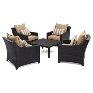 rst brands deco 5-piece wicker and fabric club and table chat set in maxim beige