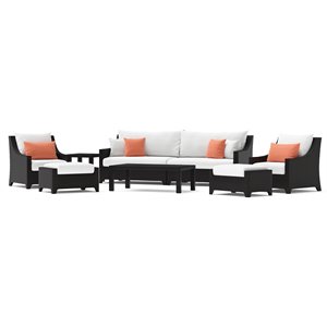 rst brands deco 8-piece wicker and fabric sofa & club chair set in white/coral