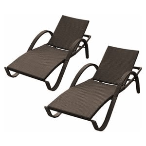 rst brands deco wicker and fabric outdoor chaise lounges in espresso (set of 2)