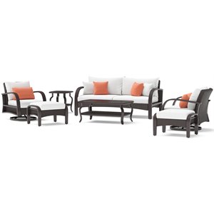rst brands barcelo 7-piece wicker motion club seating set in cast coral/white