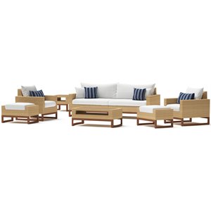 rst brands mili 8-piece wicker and fabric sofa & club chair set in ink/white