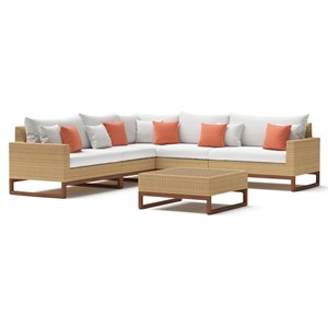 rst brands mili 6-piece wicker and fabric sectional and table