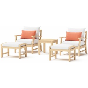 rst brands kooper 5-piece wood & fabric club chair/ottoman set in coral/white