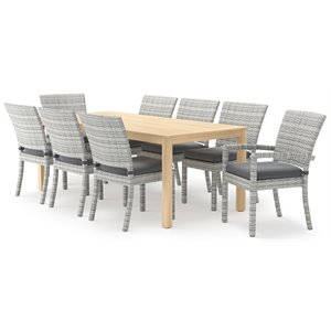 rst brands cannes 9-piece wood and fabric dining set in charcoal gray